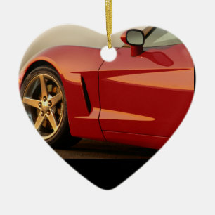 Valentine Red Corvette Ceramic Ornament