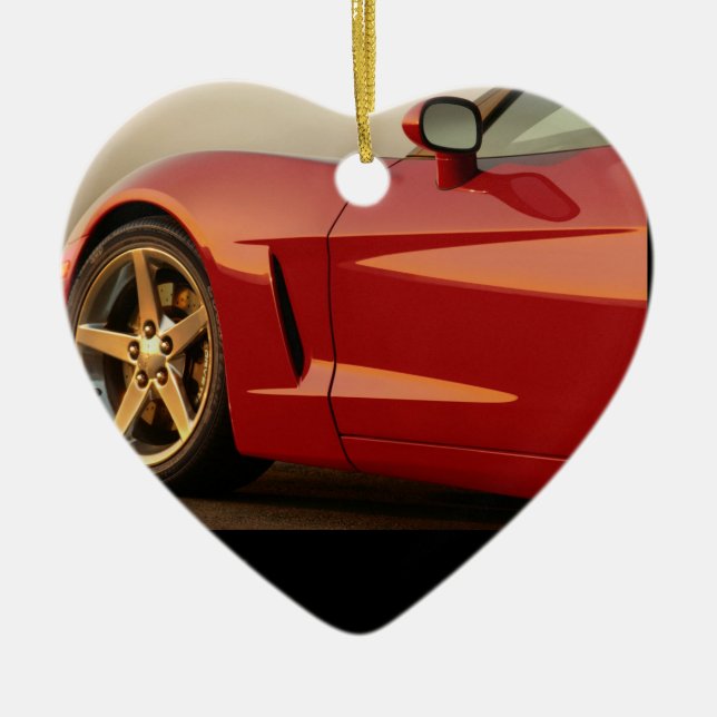 Valentine Red Corvette Ceramic Ornament (Front)