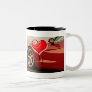 Valentine Red Corvette Two-Tone Coffee Mug