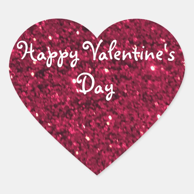 Valentine Red Glitter Heart Sticker (Front)
