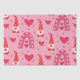 Valentine Red Gnomes with Rainbows and Hearts Tissue Paper