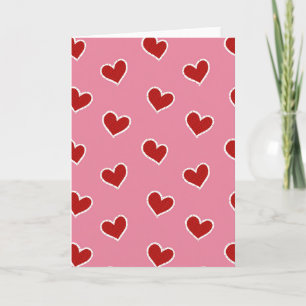 Valentine Red Heart Pattern Card