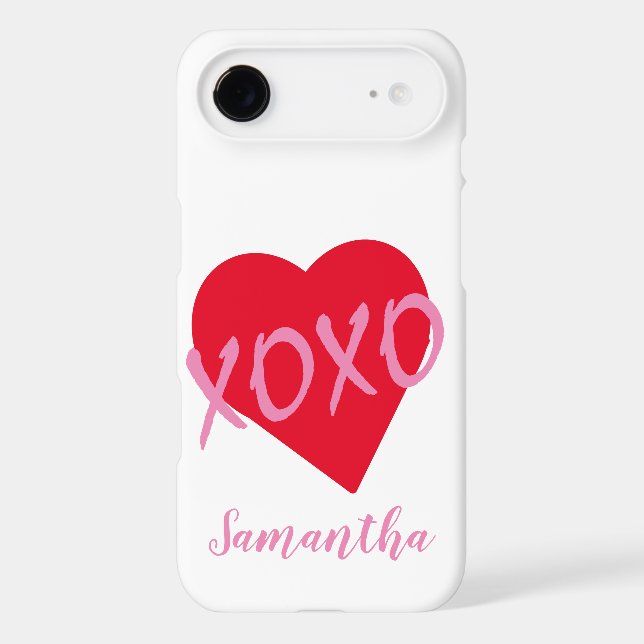 Valentine Red Heart Pink XOXO Simple Cute Case-Mate iPhone Case (Back)