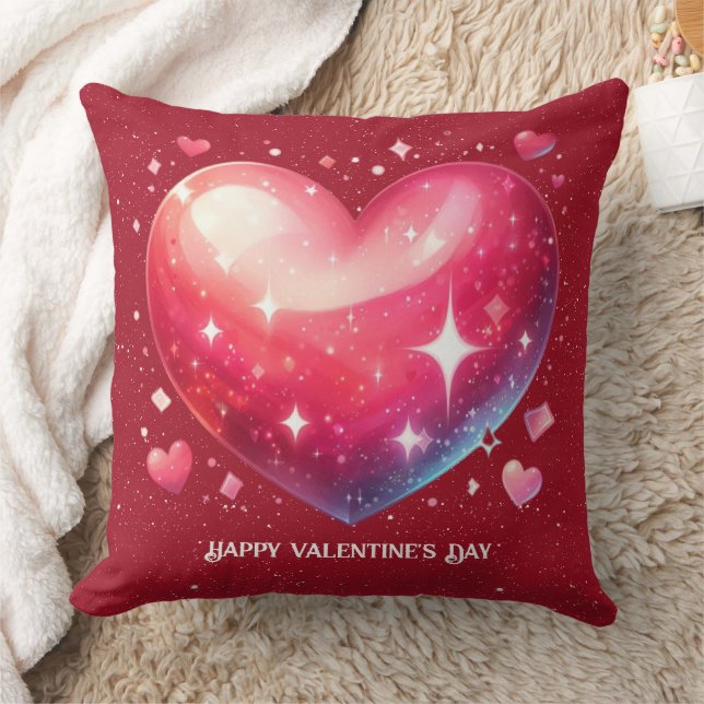 Valentine Red Heart Stars  Cushion (Blanket)