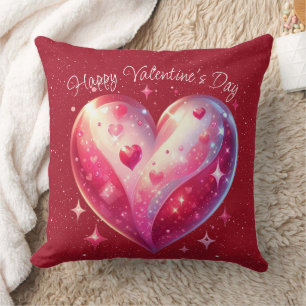 Valentine Red Heart Stars  Cushion