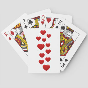 valentine red hearts playing cards