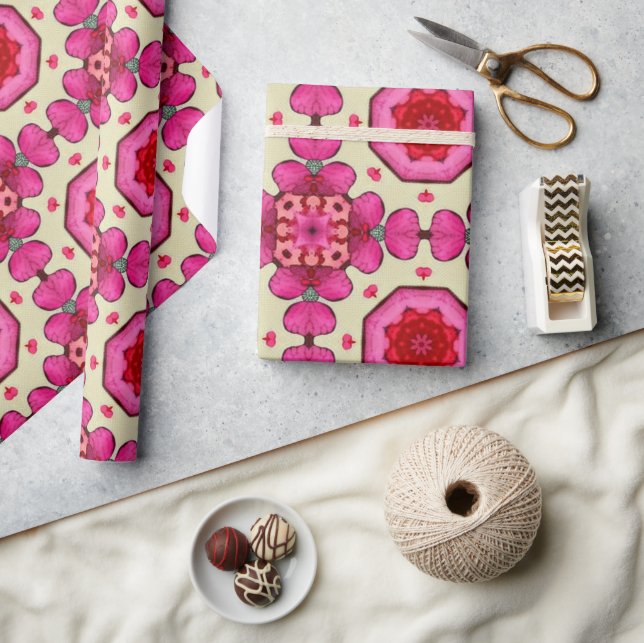 Valentine red hearts romance abstract pattern 12 wrapping paper (Crafts)