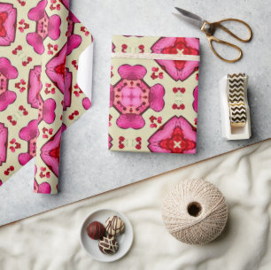 Valentine red hearts romance abstract pattern 19 wrapping paper