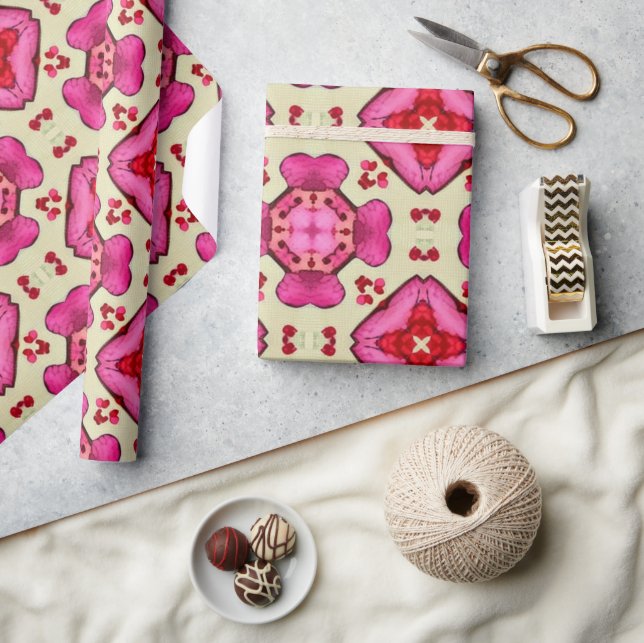 Valentine red hearts romance abstract pattern 19 wrapping paper (Crafts)