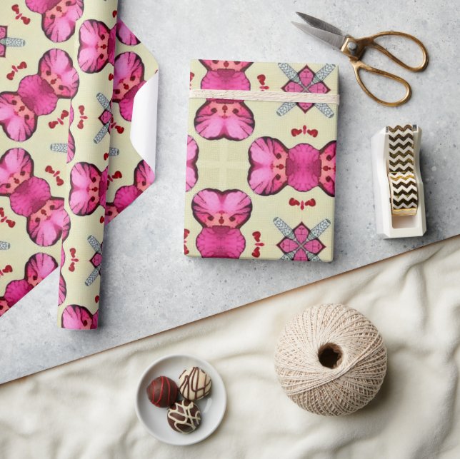 Valentine red hearts romance abstract pattern 21 wrapping paper (Crafts)