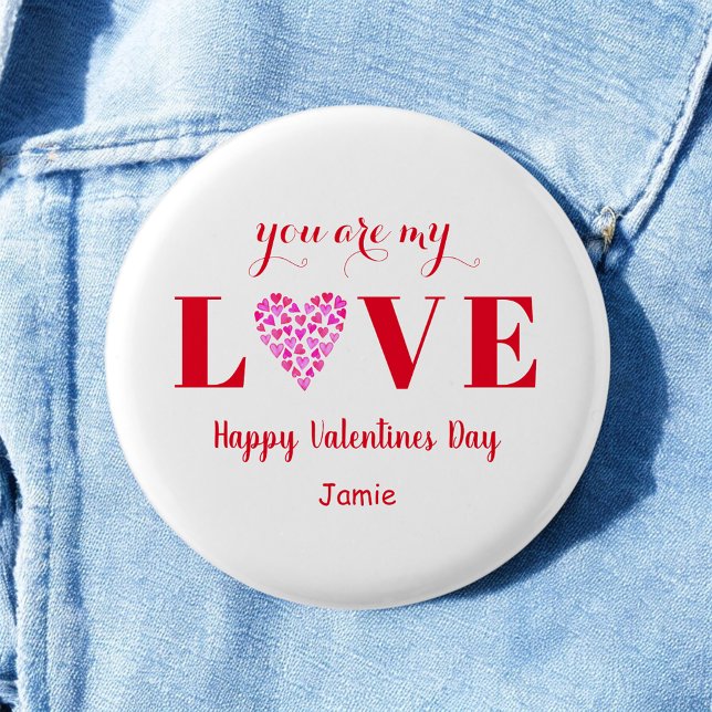 Valentine Red Love Script Heart 3 Cm Round Badge (Creator Uploaded)