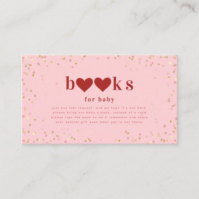 Valentine Red Pink Baby Shower Book Request Enclosure Card (Front)
