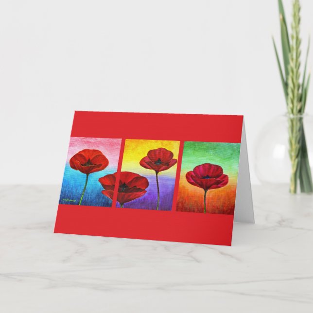 Valentine Red Poppies Painting - Multi Card (Front)
