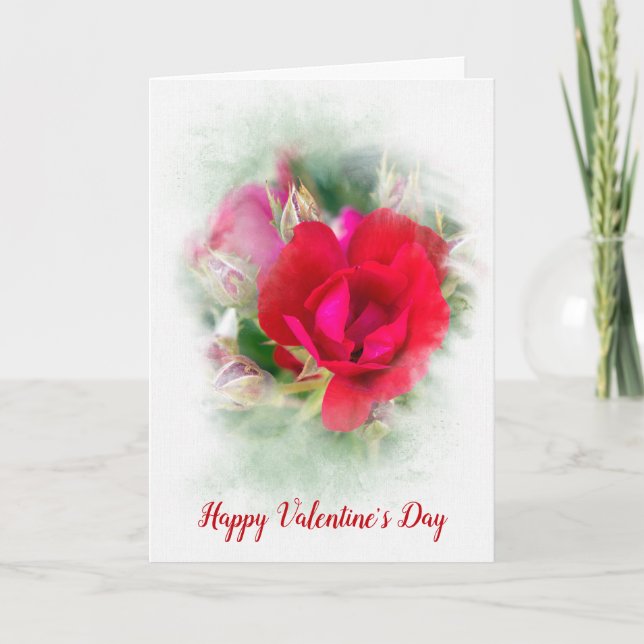 Valentine Red Rose  Card (Front)
