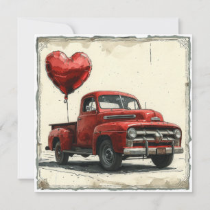 Valentine Red Truck: Cupid's Caravan Holiday Card