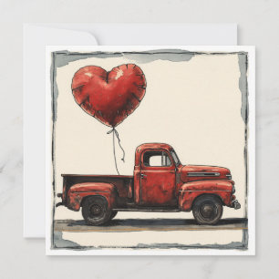 Valentine Red Truck: Love Driven Holiday Card