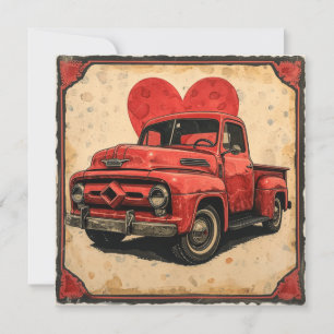 Valentine Red Truck: Romantic Red Cruiser Holiday Card