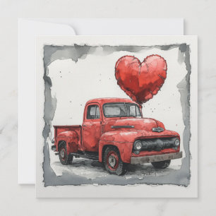 Valentine Red Truck: Valentine Cruiser Holiday Card