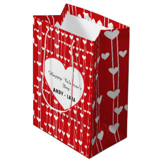 Valentine Red white Love minimalis Medium Gift Bag