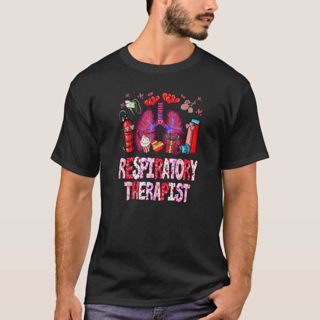 Valentine Respiratory Therapist Love Heart Pulmono T-Shirt (Front)