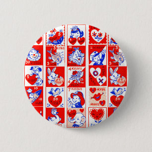 Valentine Retro Love Hugs Cute Pattern 6 Cm Round Badge