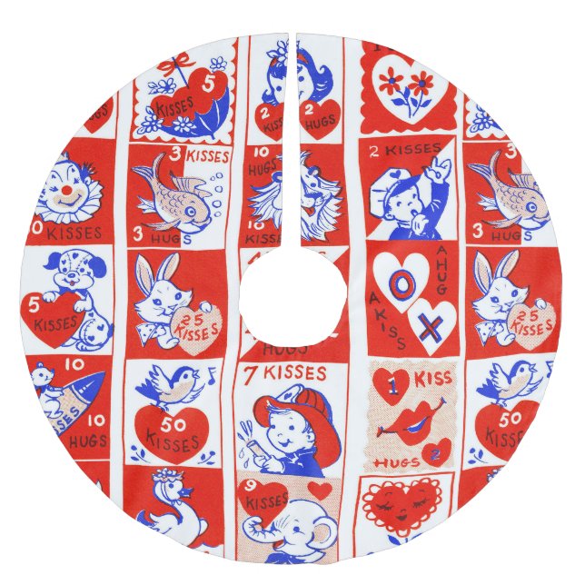 Valentine Retro Love Hugs Cute Pattern Brushed Polyester Tree Skirt (Front)