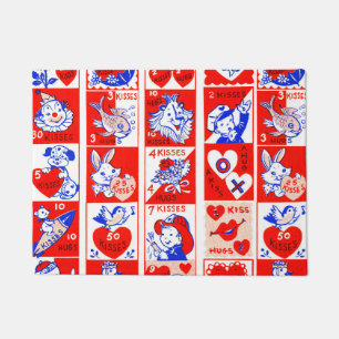 Valentine Retro Love Hugs Cute Pattern Doormat