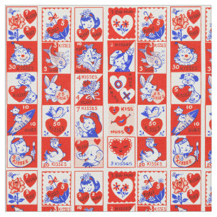 Valentine Retro Love Hugs Cute Pattern Fabric