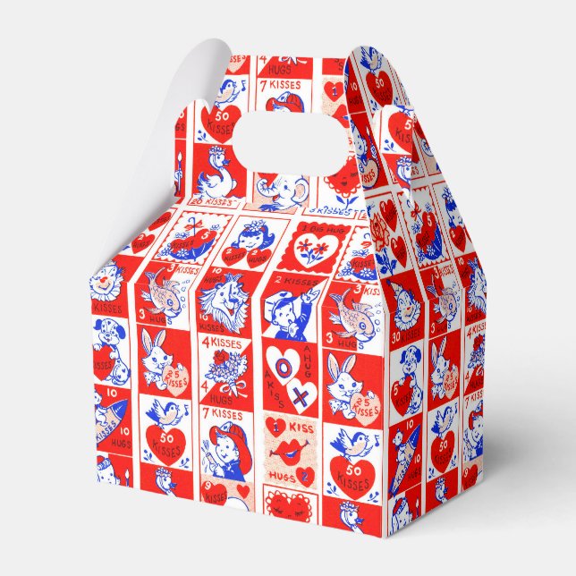 Valentine Retro Love Hugs Cute Pattern Favour Box (Front Side)