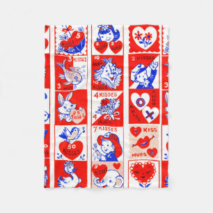Valentine Retro Love Hugs Cute Pattern Fleece Blanket