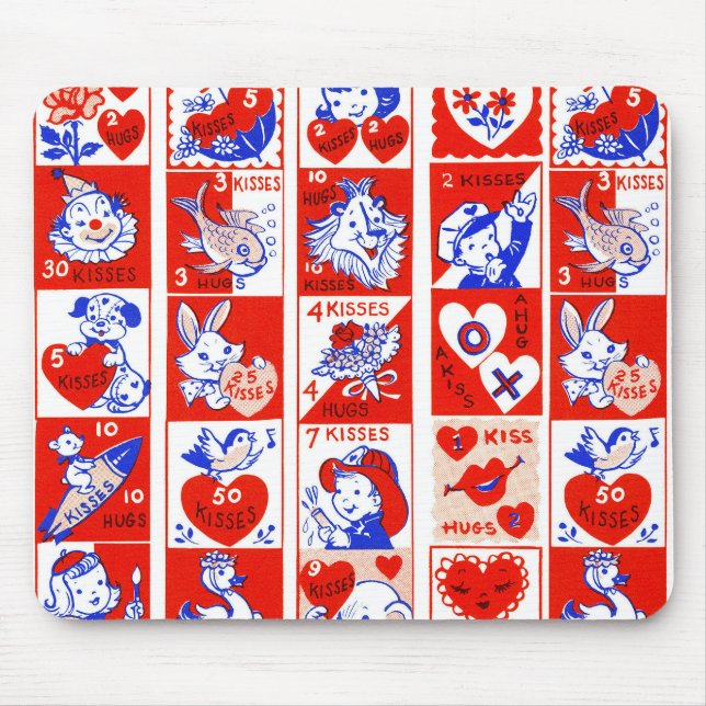 Valentine Retro Love Hugs Cute Pattern Mouse Pad (Front)