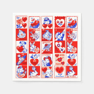 Valentine Retro Love Hugs Cute Pattern Napkin