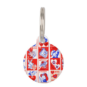 Valentine Retro Love Hugs Cute Pattern Pet Tag