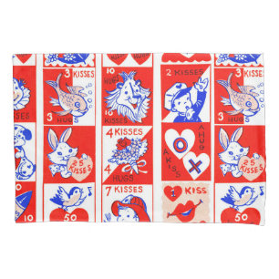 Valentine Retro Love Hugs Cute Pattern Pillowcase