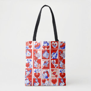 Valentine Retro Love Hugs Cute Pattern Tote Bag