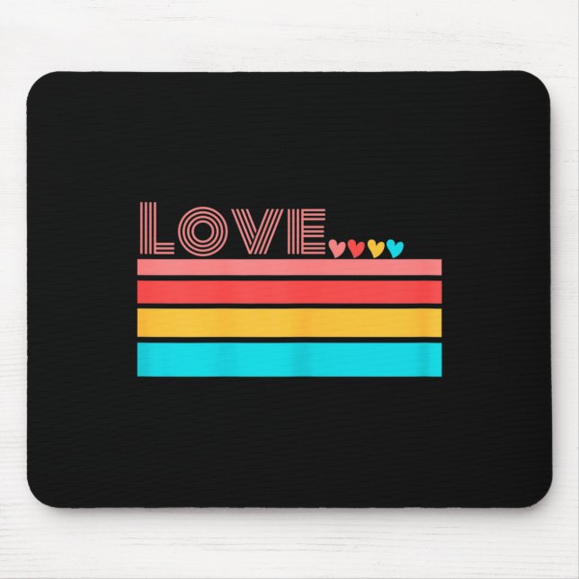 Valentine Retro Love Rainbow  Mouse Pad (Front)