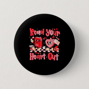 Valentine Retro Read Your Heart Out Teacher Girl W 6 Cm Round Badge