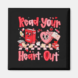 Valentine Retro Read Your Heart Out Teacher Girl W Magnet