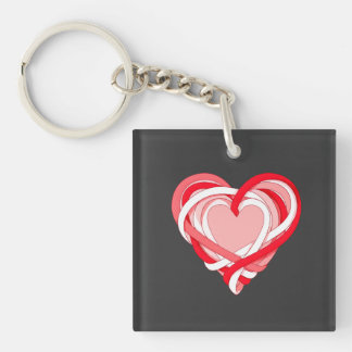 valentine ribbon heart t shirt design key ring