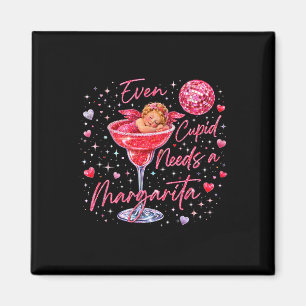 Valentine Romantic Even Cupid Need Margarita Retro Magnet