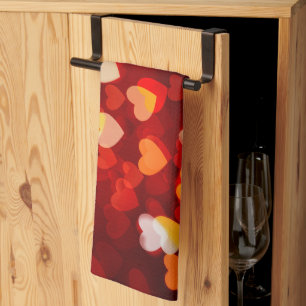 Valentine Romantic Heart Pattern  Tea Towel