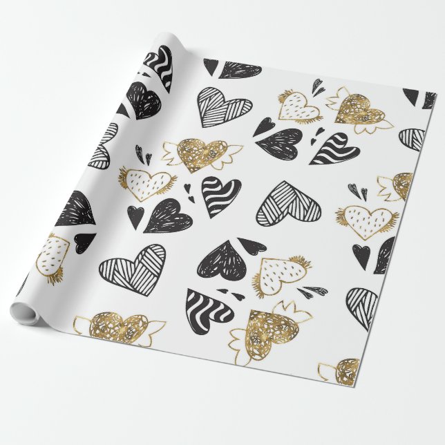Valentine Romantic Love Seamless Pattern (2) Wrapping Paper (Unrolled)