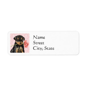 Valentine Rose Airedale Return Address Label