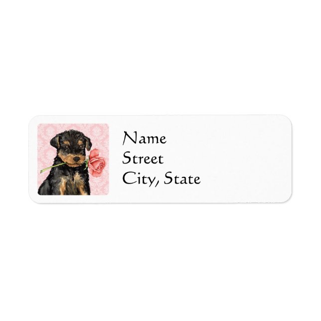 Valentine Rose Airedale Return Address Label (Front)