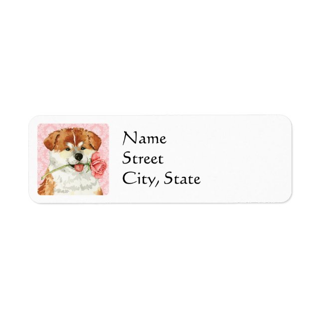 Valentine Rose Akita Return Address Label (Front)