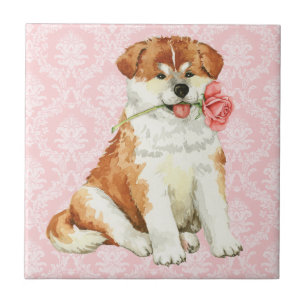 Valentine Rose Akita Tile