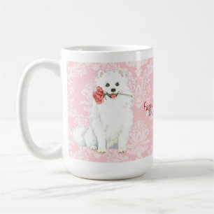 Valentine Rose American Eskimo Dog Coffee Mug