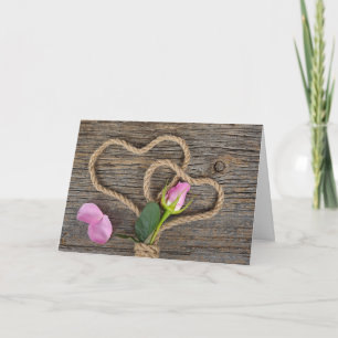 Valentine Rose and Rope Hearts Holiday Card