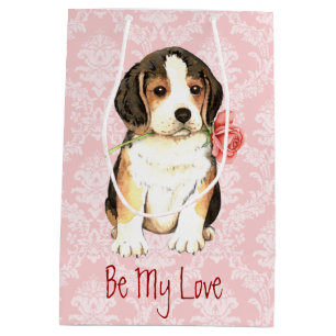 Valentine Rose Beagle Medium Gift Bag