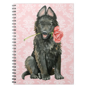 Valentine Rose Belgian Sheepdog Notebook